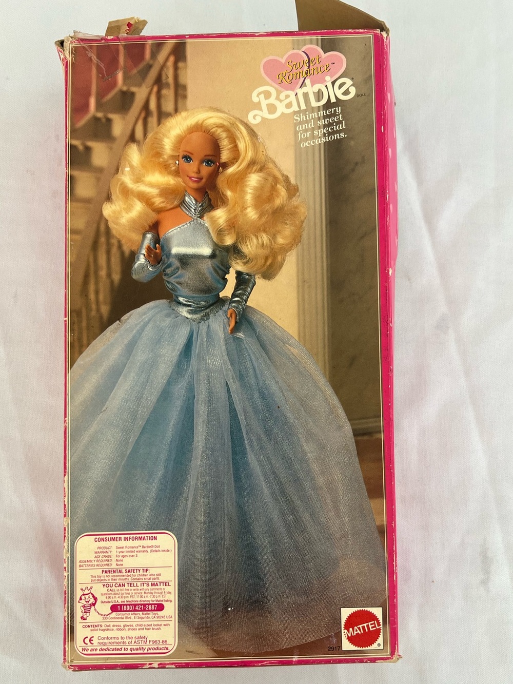 Vintage 1991 Sweet Romance Barbie in Shimmery Pale Blue Ball Gown - Picture 5 of 10
